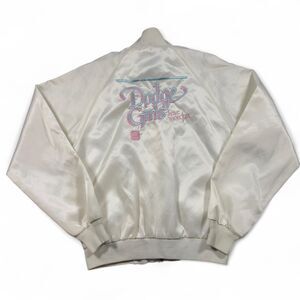 Vintage 80s Dodge Girls Horizon Satin Bomber Jacket White Made in USA M